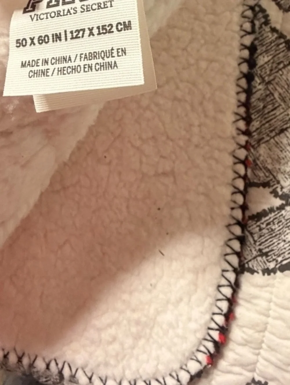 Victoria's Secret PINK Red Plaid Sherpa Throw Blanket 50x60 Inches